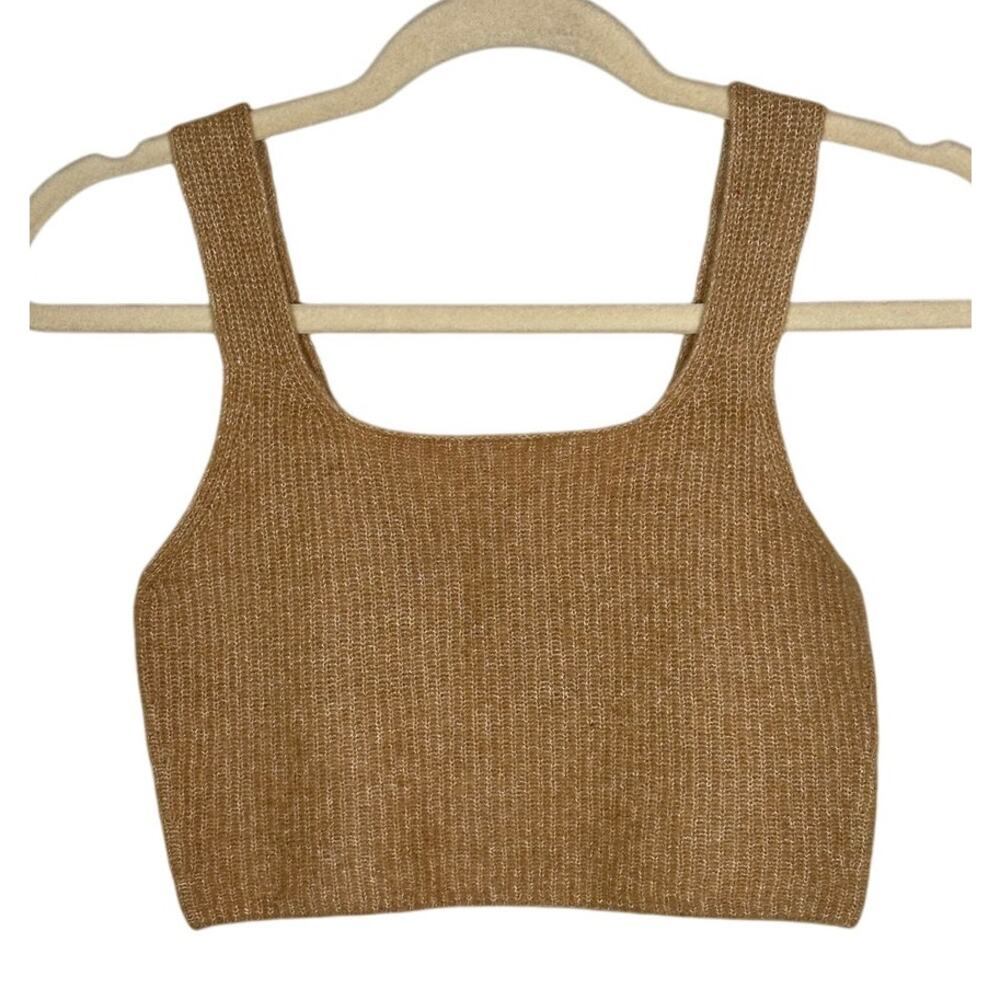 Everlane NWT Wool Yak Blend Cozy-Stretch Crop Tank Top S Heather Tan Lightweight